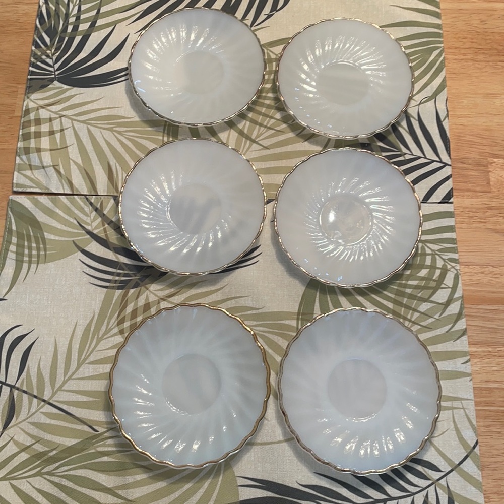 Vintage Anchor Hocking saucers byFire King